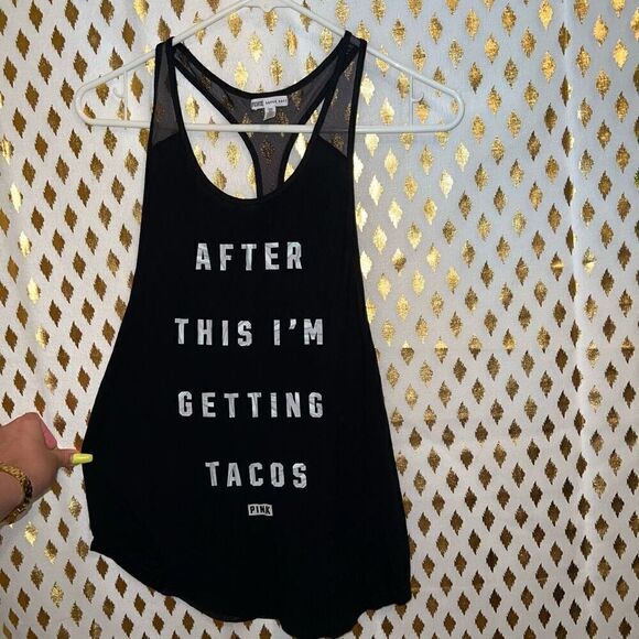 Victoria’s Secret PINK AFTER THIS I’M GETTING TACOS super soft tank top size S ￼ - Picture 3 of 6